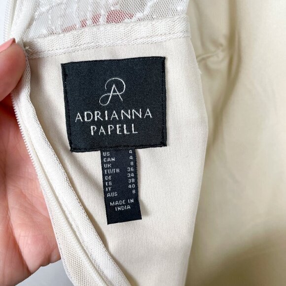 Adrianna Papell Ivory Pearl Beaded Flutter Sleeve Top Sz. 4 - Picture 12 of 13